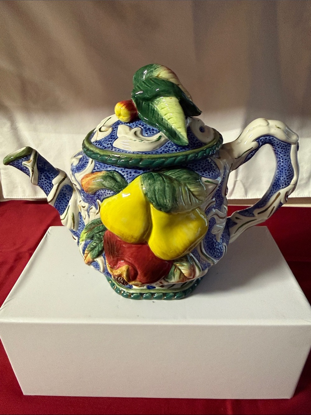 Vintage Fitz and Floyd Hand-Painted Fruit Ceramic Teapot